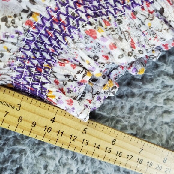 Indigo Rose Dress Women 2X Pink Floral Smocked Short Sleeve Rayon Midi - Picture 5 of 10